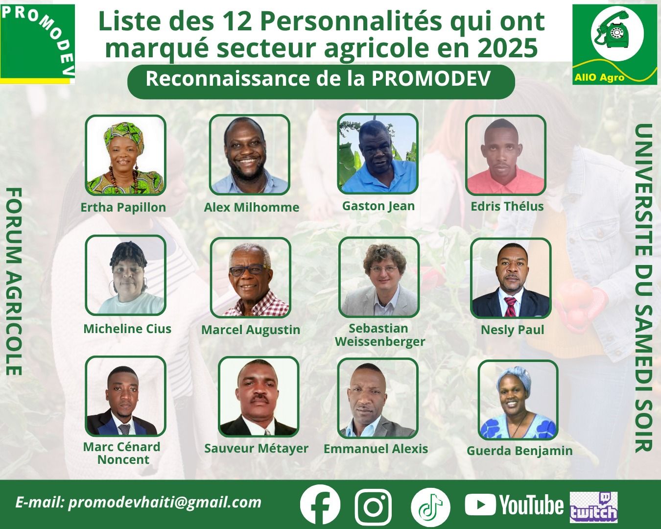 Les 12 personnalités qui ont marqué le secteur agricole haïtien en 2025
