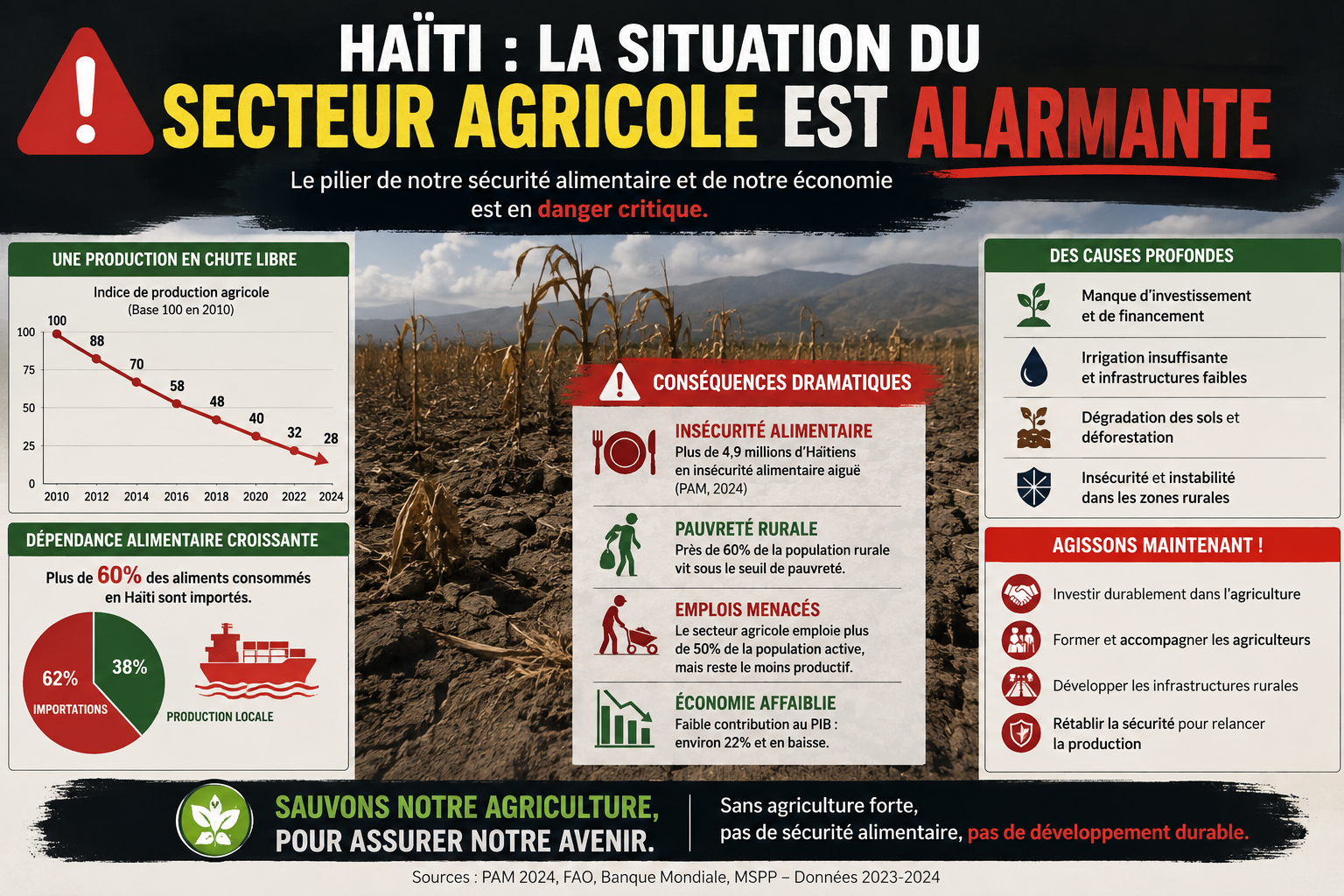 Haïti face à l&rsquo;effondrement de son agriculture : la sécurité alimentaire en péril